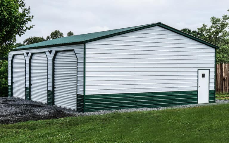 A vertical roof garage is a cost effective solution to protect items from high winds and heavy snow