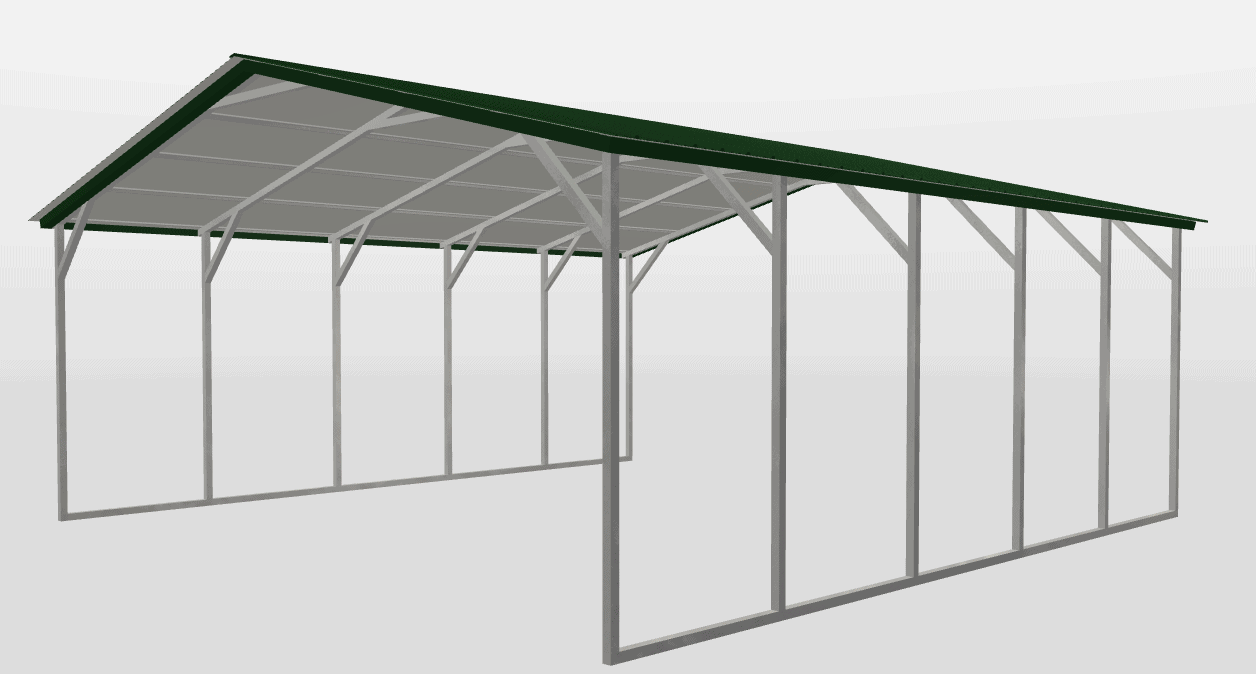 24x25x9 Vertical Roof Single Carport Metal Carports