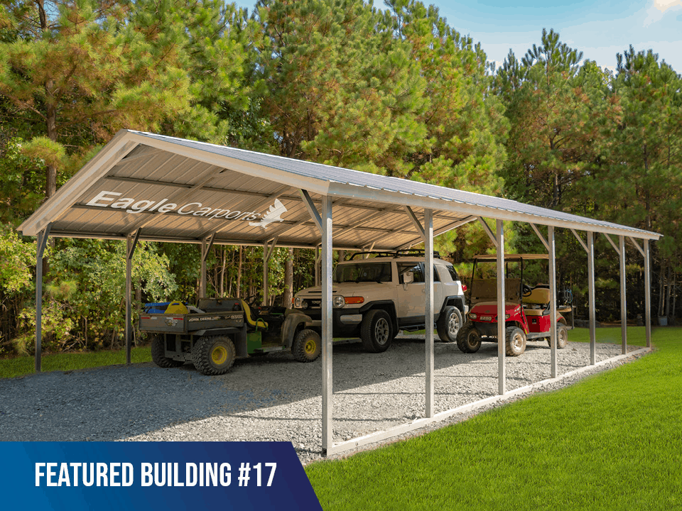 24x30x7 Vertical Roof Car Carport - Metal Carports