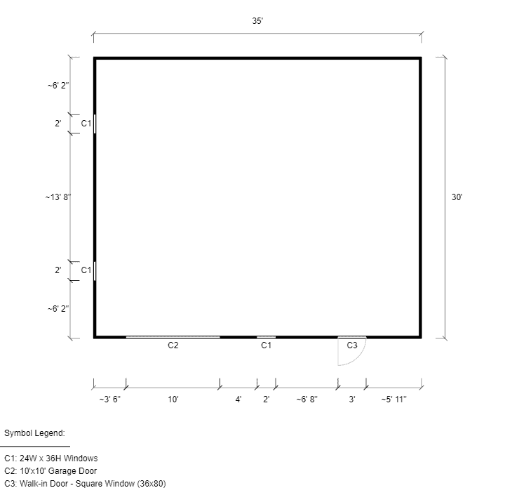 30x36x11 Vertical Roof Garage