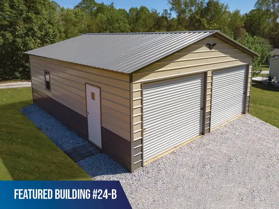 A vertical roof metal garage provides the best protection from heavy snow loads and strong winds
