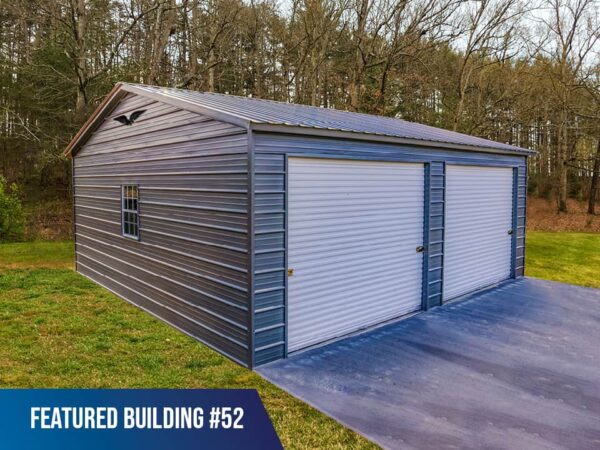 24x25x9 Vertical Roof Double Metal Garage