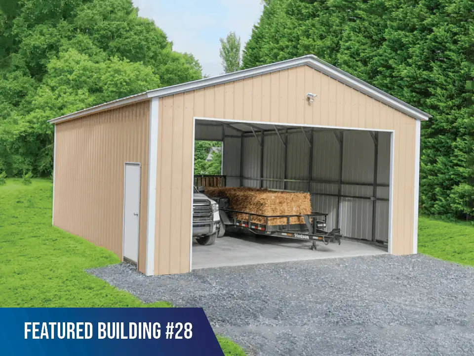 24x30x10 Metal Garage - Vertical Roof - Metal Carports