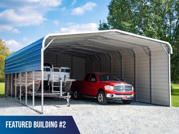 24x35x9 Regular Roof 2 Car Metal Carport