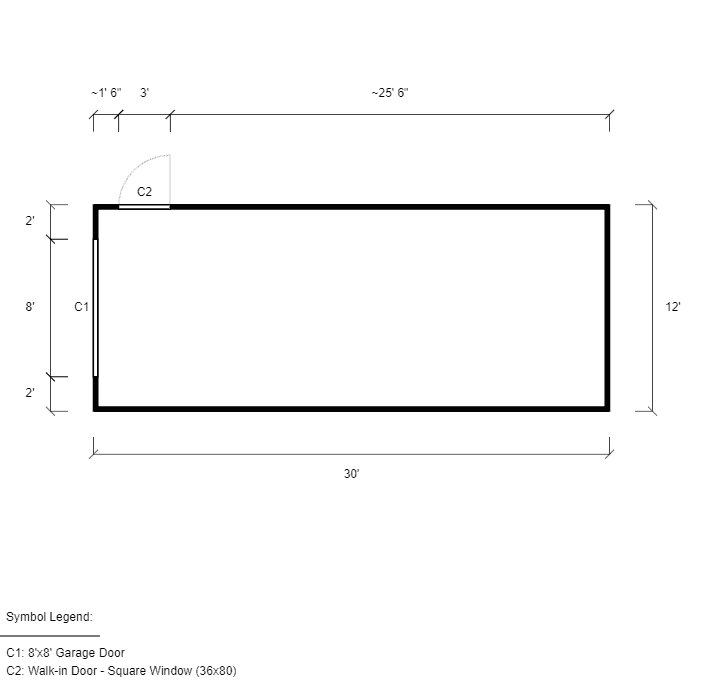 12x30x8 Metal Carport
