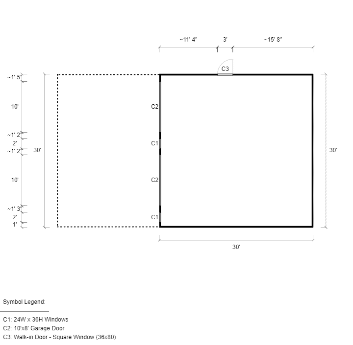 30x50x9 Vertical Roof Combo