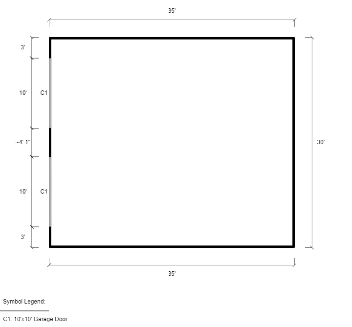 30x35x12 Vertical Roof Triple Wide