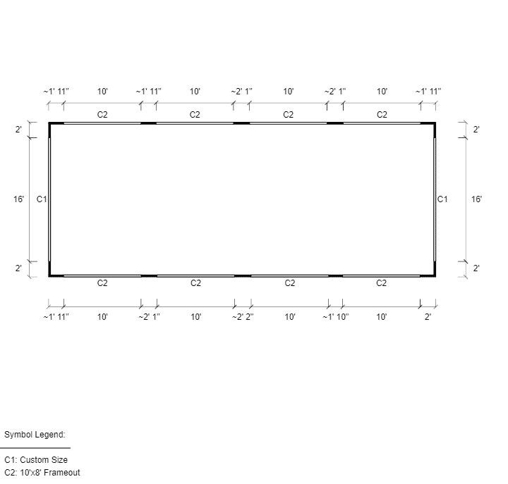 20x50x9 Vertical Roof Picnic Shelter