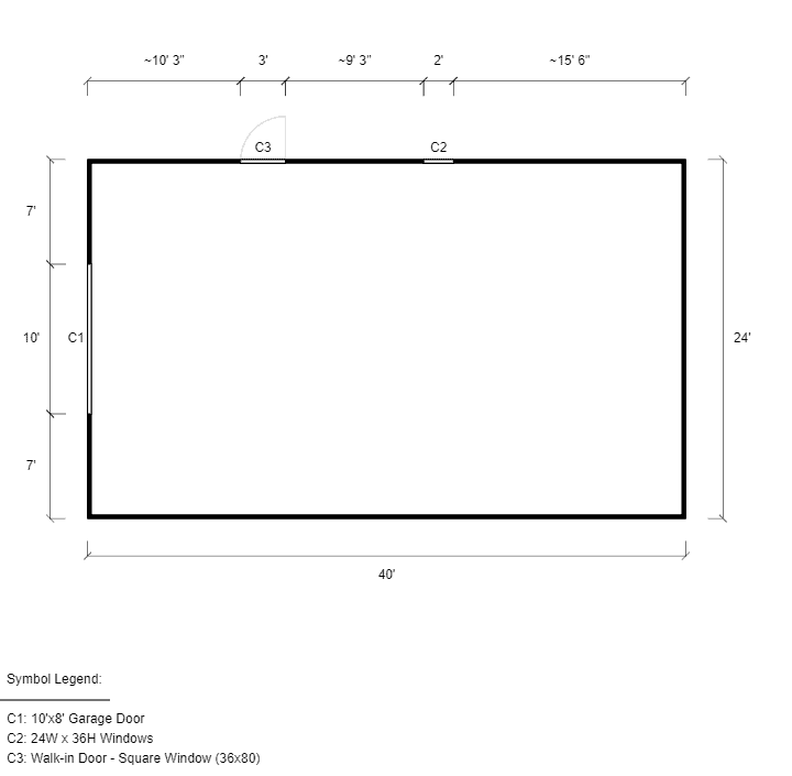 24x40x10 Vertical Roof Metal Carport