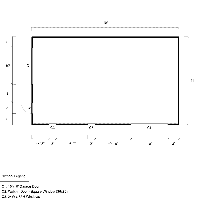 24x40x12 Vertical Roof Metal Carport