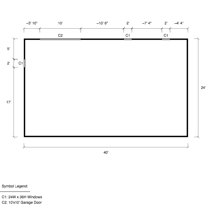 24x40x12 Vertical Roof Metal Garage