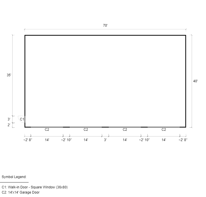 40x70x16 Vertical Roof Commercial Building