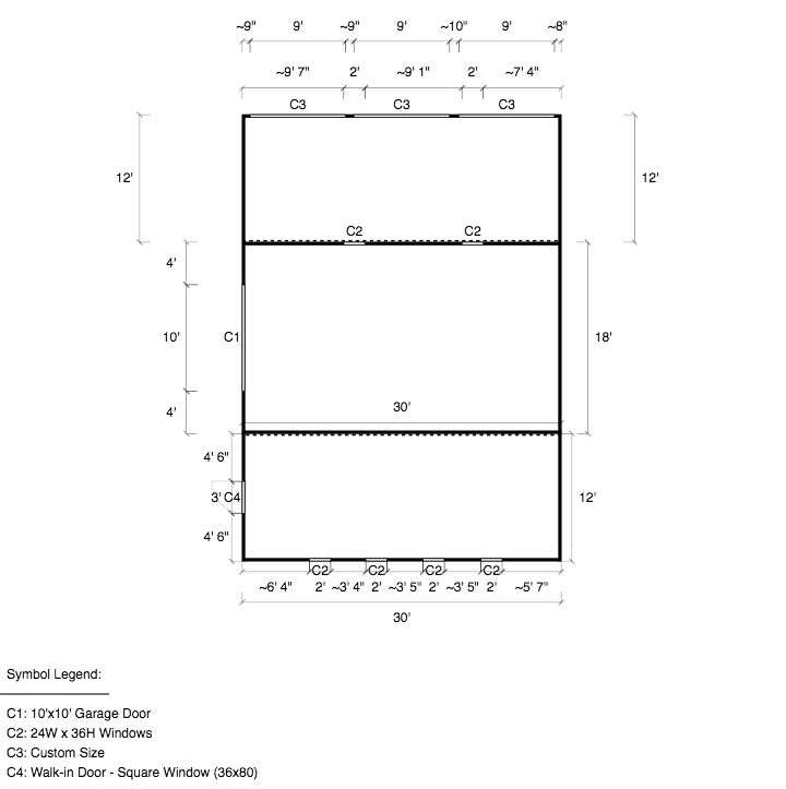 42x30x12/8 Metal Horse Barn