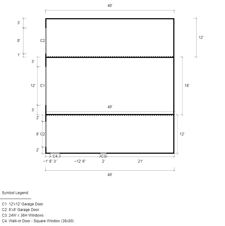 42x40x13/9 Vertical Roof Horse Barn