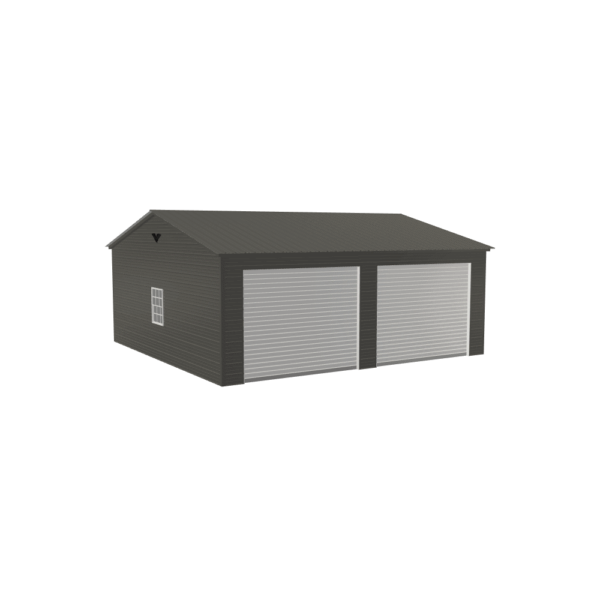 24x25x9 Vertical Roof Double Metal Garage